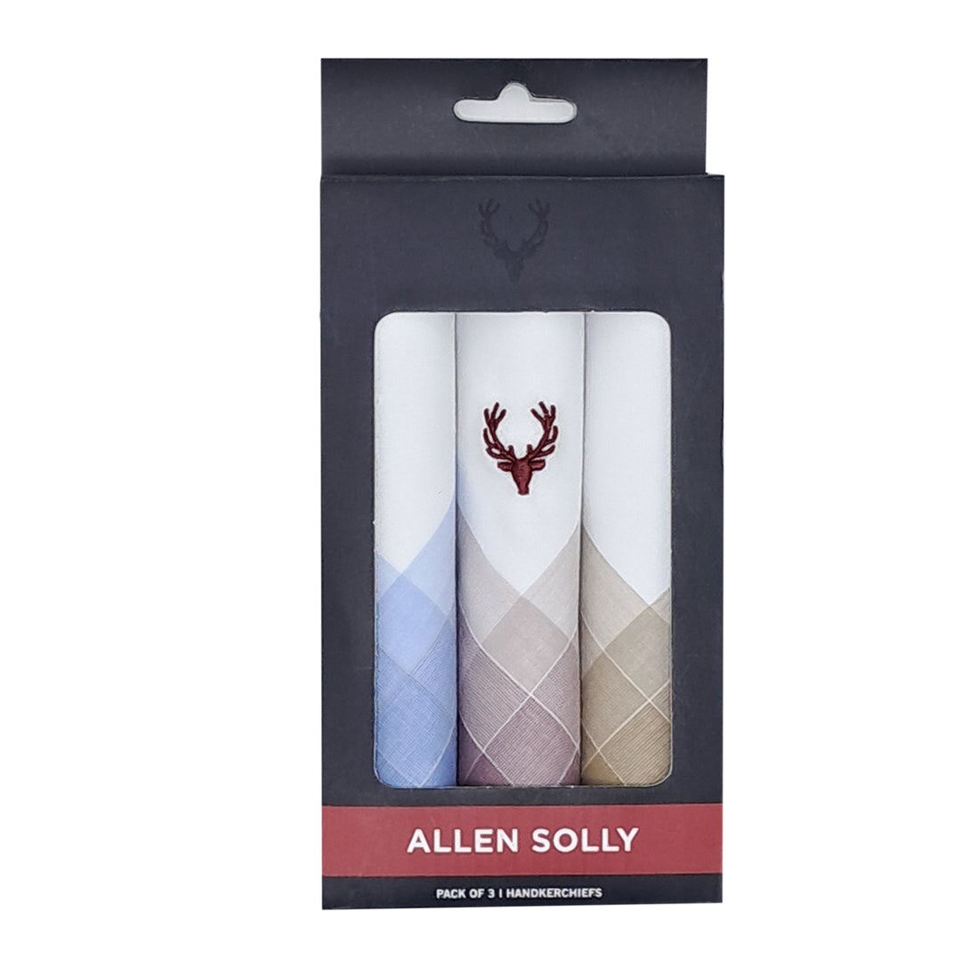 Allen Solly Men's Cotton Rich Handkerchiefs – Pack Of 3 In Beige & Grey | Classic Style For Every Occasion - View #2