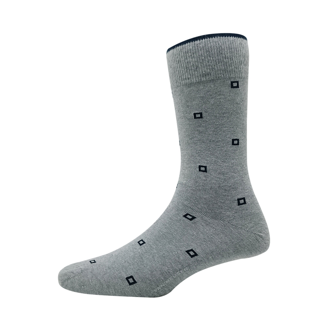 Van Heusen Full Length Mens Square Motif Pattern Socks - Light Grey Me