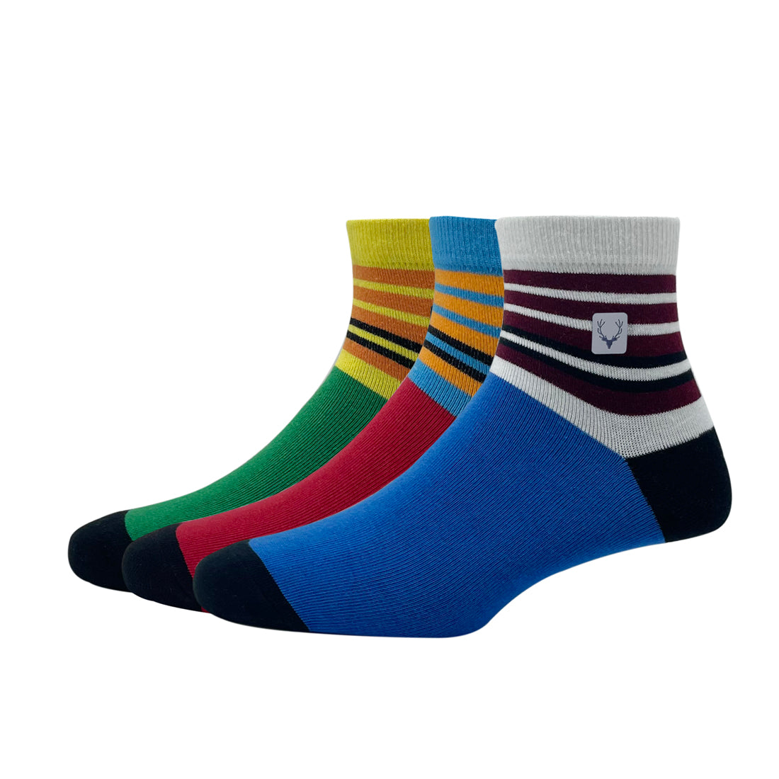 Allen Solly Quarter Length Men's Striper Pattern Socks - (Pack of 3)