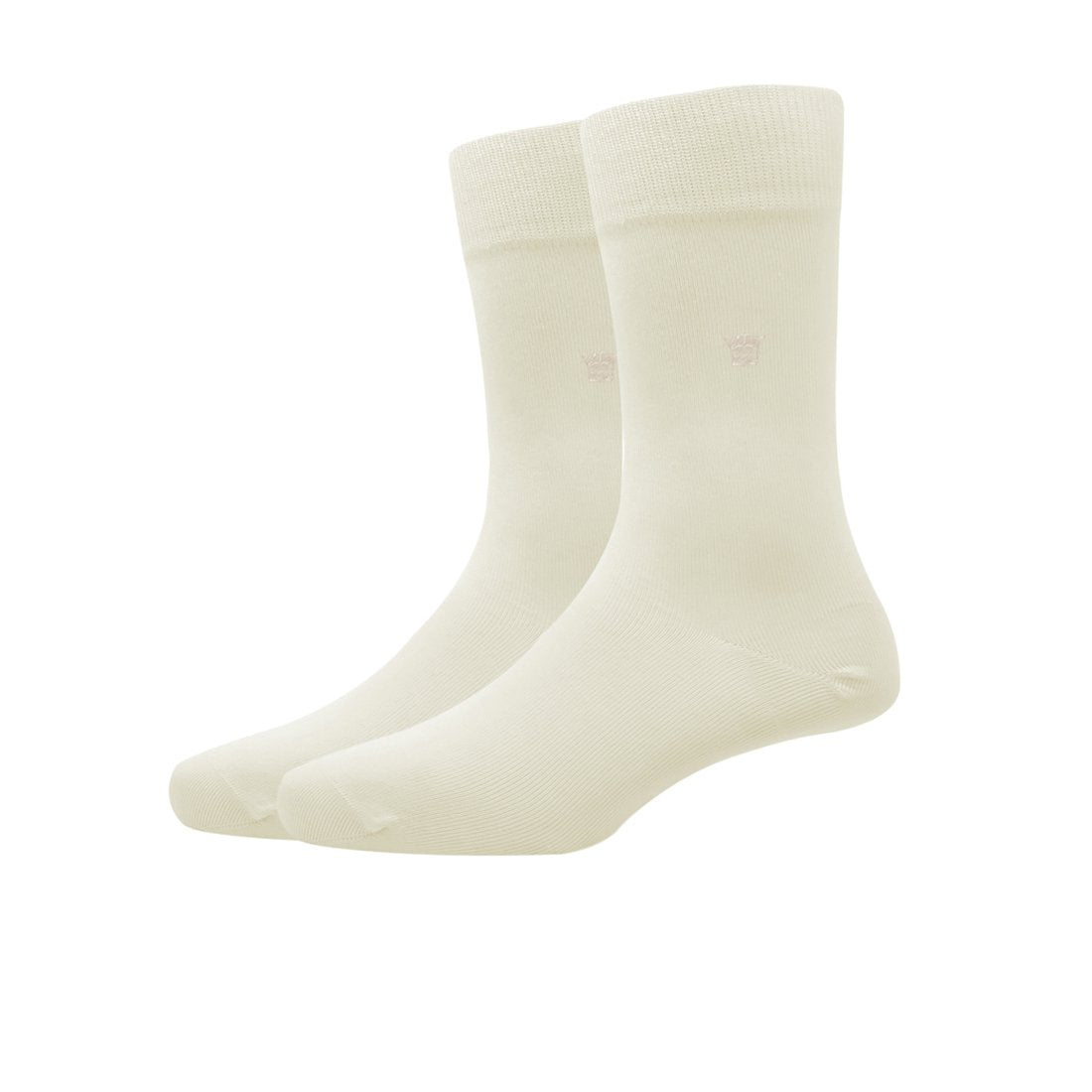 Louis Philippe Full Length Men's Plain Pattern Socks - Cream (1 Pair)