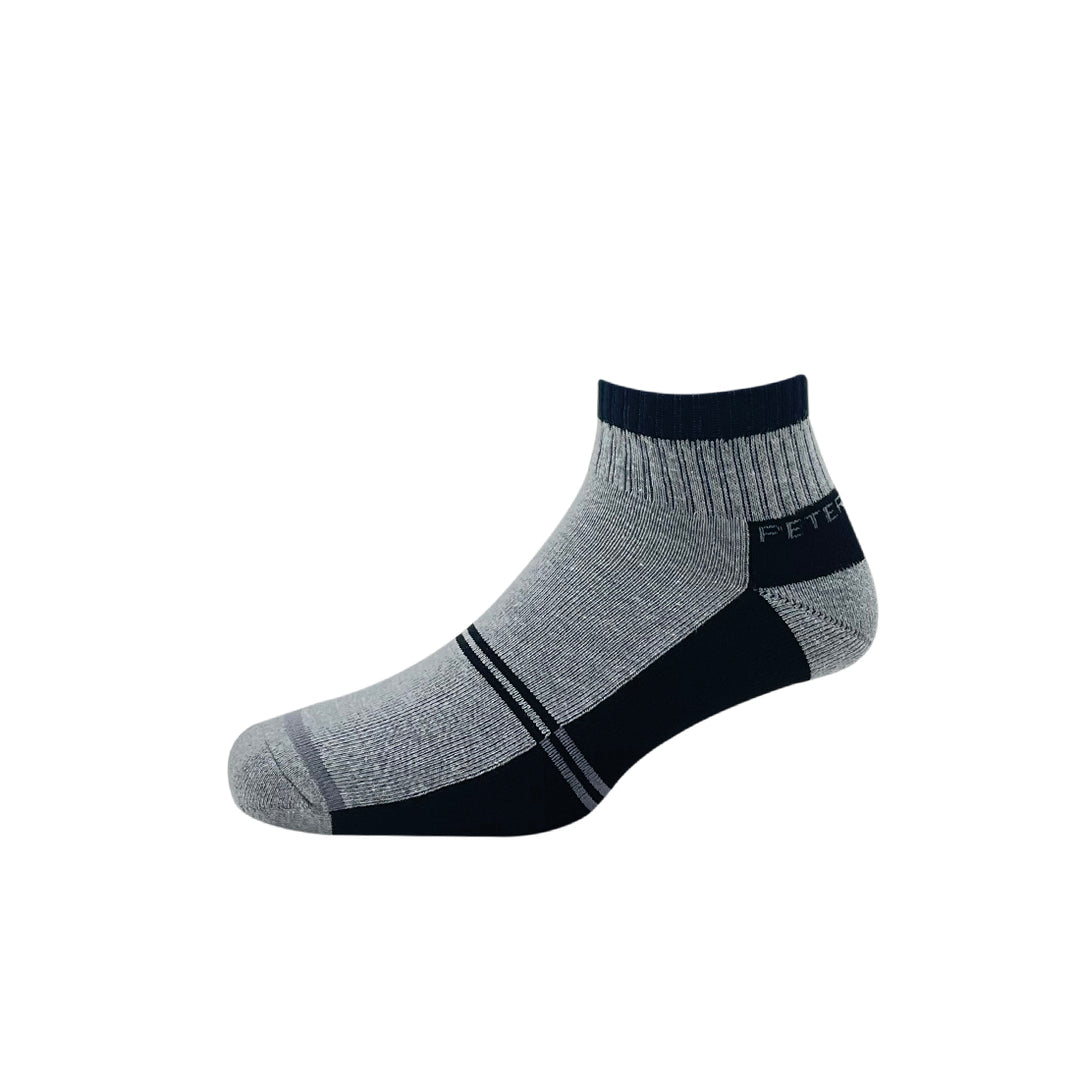 Peter England Ankle Length Men's Stripe Pattern Socks Light Grey Mel